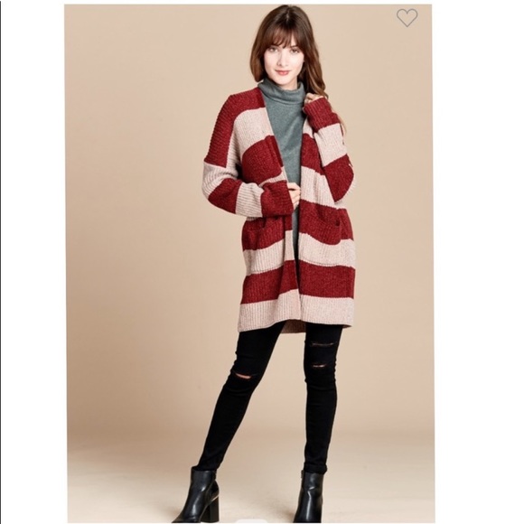 SALE - ONE LEFT* ODDI Chenille Colorblock Cozy Cardigan - Picture 4 of 8